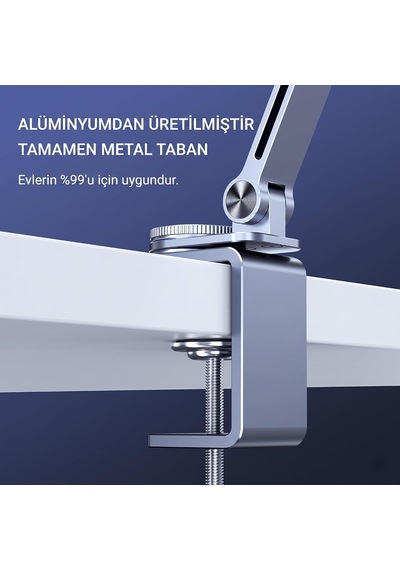 Tr Alüminyum Tablet Standı, 360 Dönebilen Masa Kelepçeli Telefon Ve Tablet Tutucu, Çok Eksenli Ayarlanabilir Katl