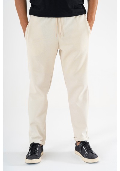 Souris Erkek Krem Modern Fit Casual Jogger Pantolon Pike Dokulu Mevsimlik