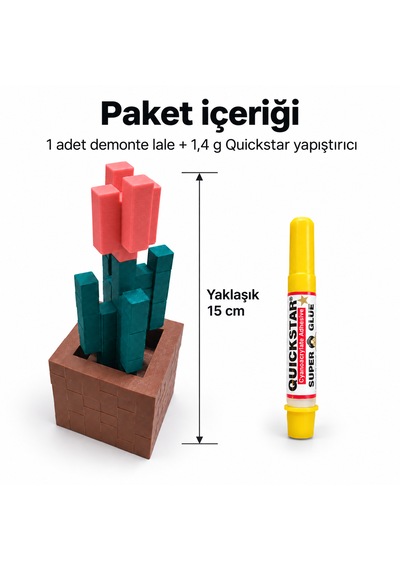 Piksel Lale Biblo - 3d Baskı, Minecraft Esintili Pembe