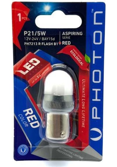 Photon  P21/5 W 7213R ÇİFT DUY KIRMIZI FLASH STOP AMPÜLÜ