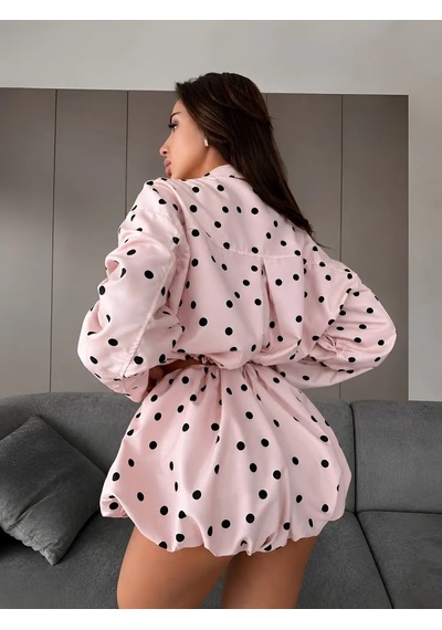 Havens Marma Balon Şortlu Takım Pembe