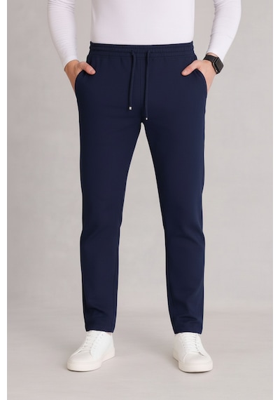 Bürke Erkek Lacivert Beli Lastikli Bağcıklı Duble Paça Jogger Pantolon Bürke Erkek Lacivert Beli Lastikli Bağcıklı Duble Paça Jogger Pantolon