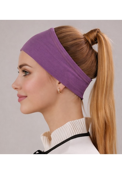 Alivascarf Kaymayan Silikonlu Bandana Bone Siyah - Kadın Tesettür Dikişsiz Kaymaz Geçme - Sportif Saç Bandı Mor