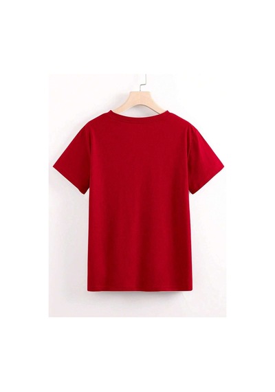 Uyguntarz Unisex Leopar Desenlı Vişne Baskılı Tasarım Tshirt Kırmızı
