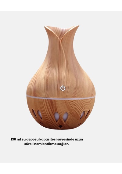 Hubrendy Tekno Ahşap Desenli 130 Ml Aromaterapi Difüzör Sessiz Ve Usb Bağlantılı