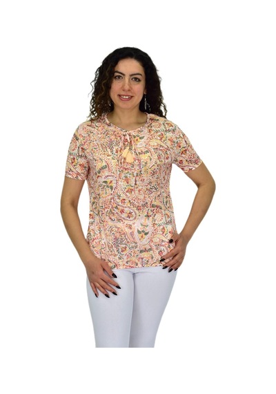 Linsolita Kadın Kısa Kol Baskılı Bluz Bgl-st04703 Turuncu