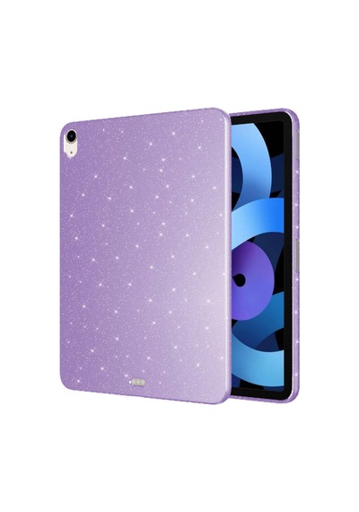 iPad Uyumlu  Air 10.9 2020 4 Nesil Parlak Simli Görünümlü Tablet Koton Kılıf - Derin Mor Arka Kapak