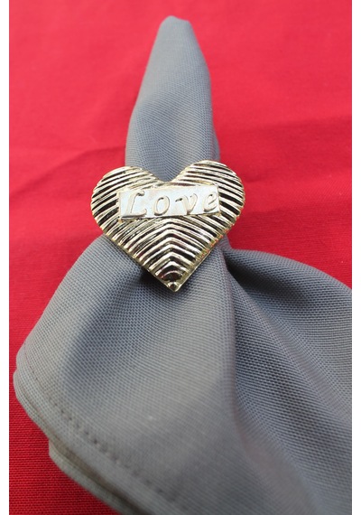 6 Adet Gold Love Kalp Metal Peçete Halkası - Napkin Ring