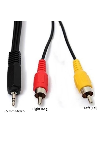 75cm 2.5mm Stereo To 2 Rca Çevirici Dönüştürü Ses Kablosu 1 ADET