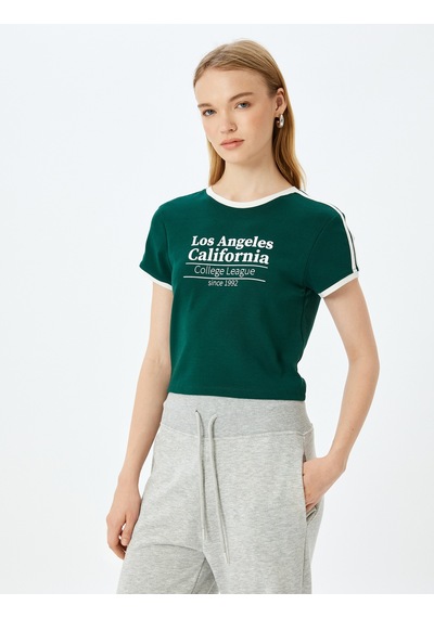 Koton Slogan Baskılı Bisiklet Yaka Kısa Kollu Biyeli Slim Fit Tişört Yeşil 5sal10129ık Yeşil Koton Slogan Baskılı Bisiklet Yaka Kısa Kollu Biyeli Slim Fit Tişört Yeşil 5sal10129ık Yeşil