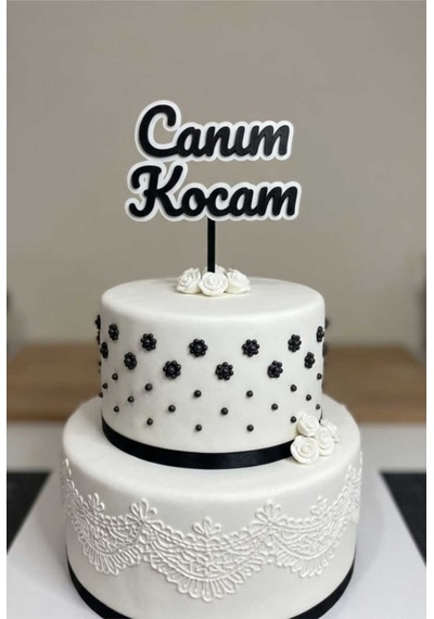 2 Adet Canım Kocam Yazılı Pasta Süsü Cake Topper Seti - Yıl Dönümü Ve Doğum Günü Dekoru