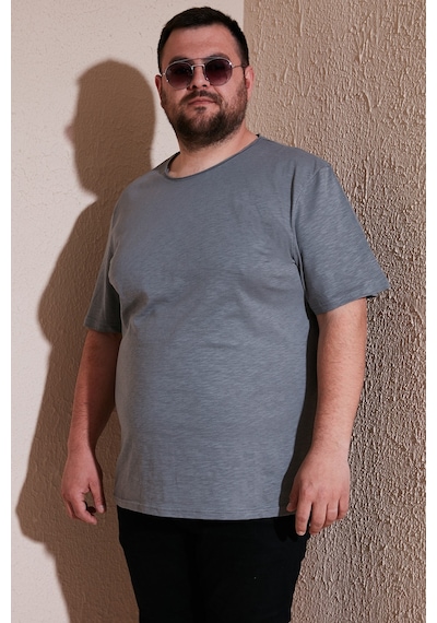 Buratti Pamuklu Regular Fit Büyük Beden Erkek T Shirt 59020001B Açık Haki