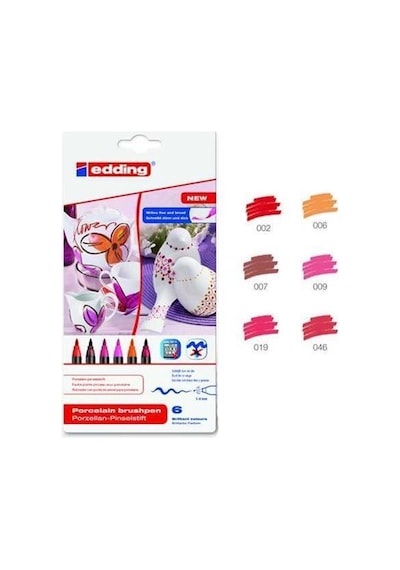 Edding Porselen Kalemi 6'lı Set Sıcak Renkler 4200
