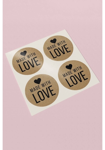Made With Love Kraft Kargo Sticker 3x3cm St2149 Çok Renkli