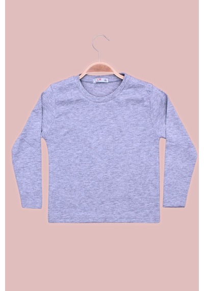 Fyk Kids Düz Basic Unisex Sweatshirt Melanj Gri