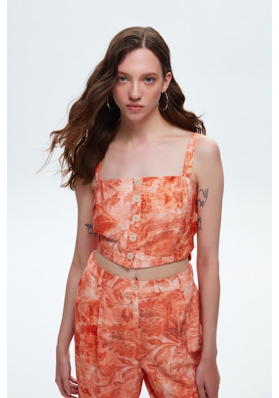 Adl Püskül Detaylı Desenli Crop Bluz 11542148000 Çok Renkli Adl Püskül Detaylı Desenli Crop Bluz 11542148000 Çok Renkli
