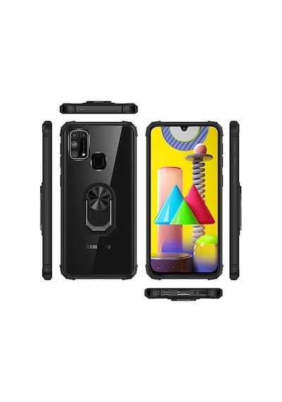 Samsung Uyumlu Galaxy M21 Kilif Standli Yüzüklü Mola Silikon Kapak 466785736