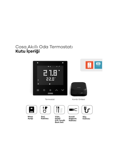 Cosa V5 Akıllı Oda Termostotı Kablolu Kombi Ve Klima Kontrolü - Beyaz Cosa V5 Akıllı Oda Termostotı Kablolu Kombi Ve Klima Kontrolü - Beyaz