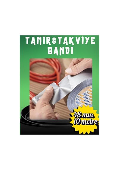 Gri Tamir Ve İzolasyon Bandı 48mm X 10 Metre - Su Geçirmez Güçlü Duct Tape Sızdırmazlık Bandı Tamir Takviye Bandı