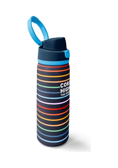 Coral High Çok Renkli Çizgi Desenli Pipetli Ve Direkt İçim Çelik Termos 800 Ml 38509 Lacivert - Şampanya