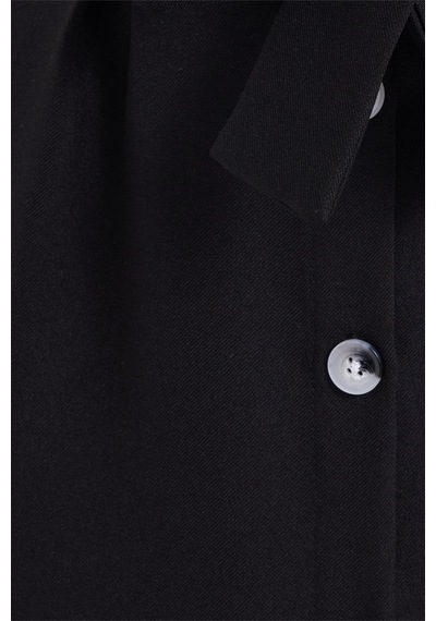 Tudors Kadın Slim Fit Dar Kesim Pileli Pamuklu Ön Düğme Kapamalı Kuşaklı Yırtmaçlı Siyah Etek -50946
