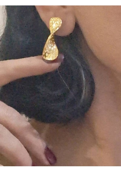 Altın Renk Gold Kaplama Kadın Geometrik Noktalı Çivi Küpe