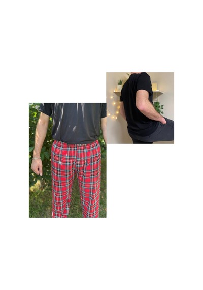 Regular Fit Alt Ekose Pamuklu Örme Bisiklet Yaka Erkek Pijama Takımı