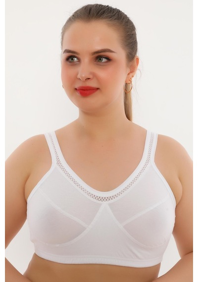 Seboteks %100 Pamuklu Dantel Detaylı Anne Yarım Atlet Lambada Sütyen 6010 Beyaz