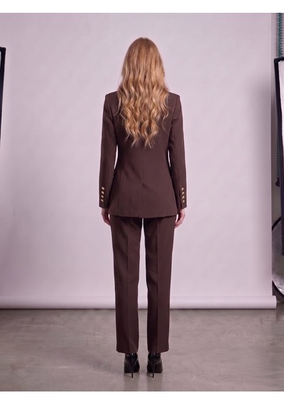 Prenses Kadın Regular Kesim Blazer Ceket Pantolon Takım Modern Trend Zamansız Kahverengi Prenses Kadın Regular Kesim Blazer Ceket Pantolon Takım Modern Trend Zamansız Kahverengi