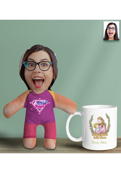 Bk Gift Kişiye Özel İsimli Pembe Anne Bebek Yastık Ve Kupa Bardak Hediye Seti-5, Anneye Hediye, Anneler Günü Hediyeleri Kobitmeyencom30645 Bk Gift