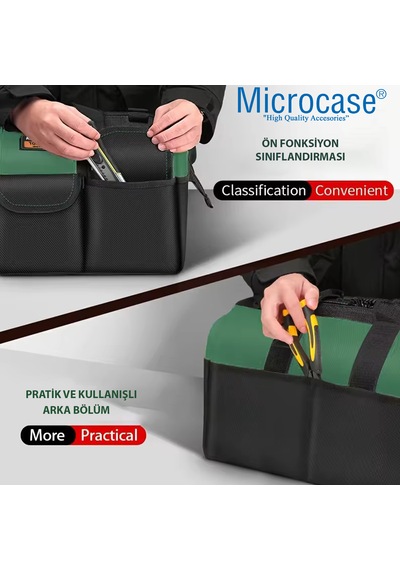 Microcase Çok Bölmeli Su Geçirmez El Tutacaklı Takım Ve Hırdavat Çantası - Al5113 Renk : Yeşil