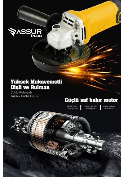 Assur ASR302 125 MM 1200W Avuç Taşlama Sarı