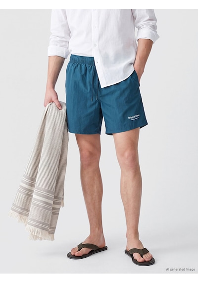 Lcw Swımwear Petrol Kısa Boy Baskılı Erkek Deniz Şortu