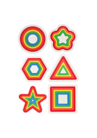 6 Parça Renkli Geometrik Şekiller - Montessori Eğitici Zeka Oyunu Seti
