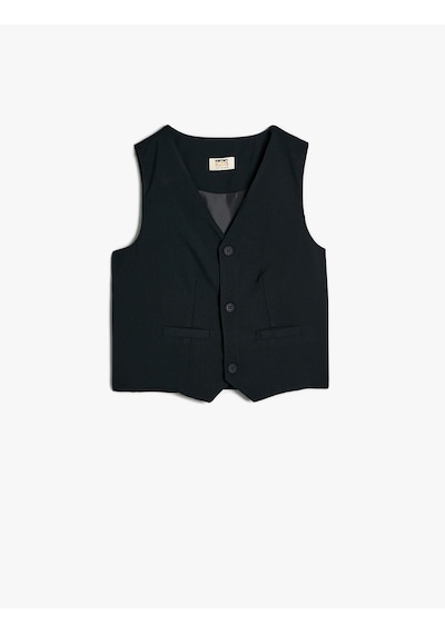 Koton Düğmeli V Yaka Blazer Okul Yeleği Lacivert 5wkb20018tw