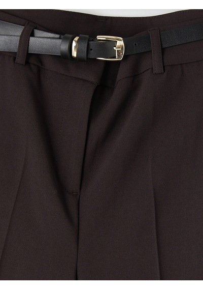 Lcwaıkıkı Classic Kahverengi Kemerli Geniş Paça Kadın Pantolon