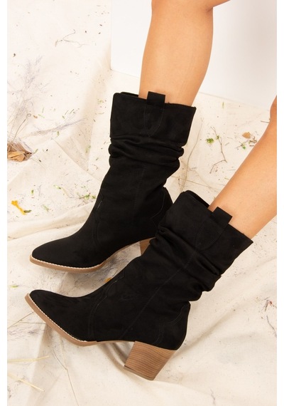 Fox Shoes Siyah Süet Kadın Bot J404040002