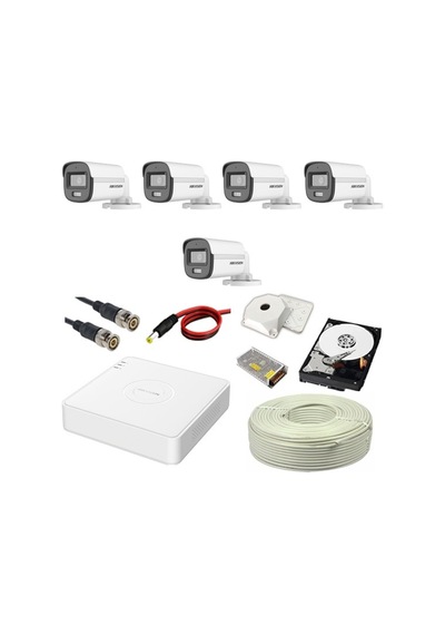 Hıkvısıon Colorvu 5li 2mp Set Gece Renkli Sesli Görüntü 1 Tb Hdd
