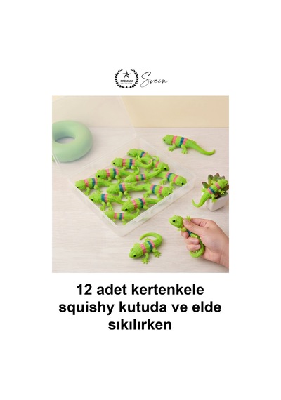 Kertenkele Kertenkele 12'li Paket Sıkmalı Stres Atma Oyuncağı Yumuşak Esnek Uzayan Tpr Silikon Çocu