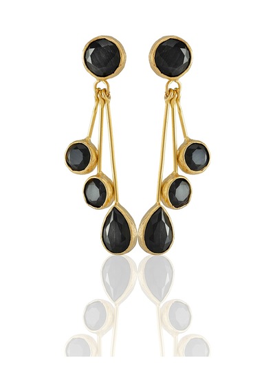 Kadir Jewellery22 Ayar Altın Kaplama Vintage Küpe -el İşçiliği Ve Hipoalerjenik Küpe Siyah