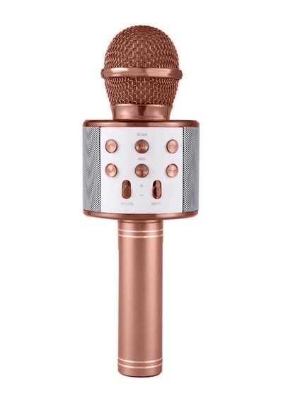 Karaoke Mikrofon, Bluetooth Speaker, Ses Bombası, Kablosuz Hoparlör - Rosegold Pembe