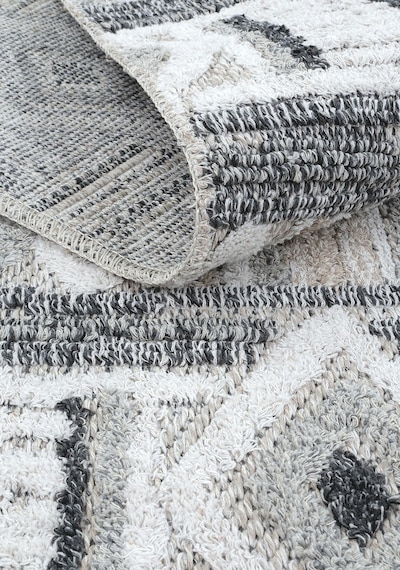Cool Halı Adora Gri Pamuklu Halı Kilim Bohem Kabartmalı Yumuşak İnce Oda Oturma Odası Salon Halısı