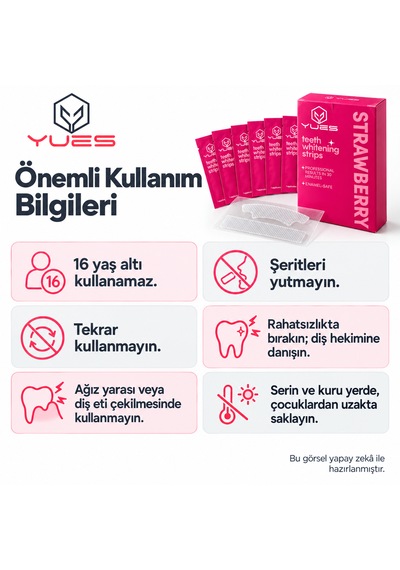 Yues Nt-fs Çilek Aromalı Diş Beyazlatma Bandı 14 Şerit 7 Uygulama