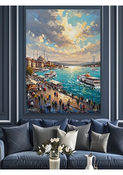 Gün Batımında İstanbul Şehir Panoraması Dekoratif Kanvas - Mdf Ahşap Tablo