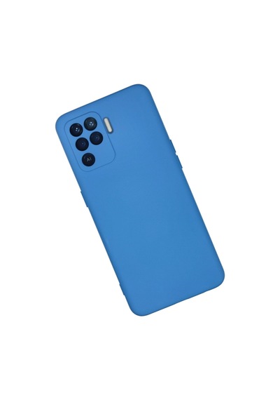 Oppo Reno 5 Lite Kılıf Nano İçi Kadife Silikon - Mavi Düz Renkli