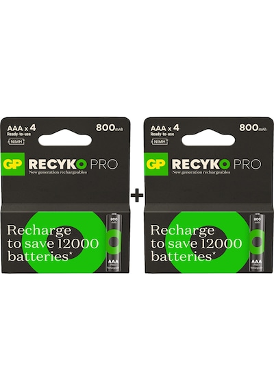 GP ReCyko Pro GP85AAAHCBLL-2U4 800 mAh AAA Ni-MH Şarj Edilebilir İnce Kalem Pil 4 x 2'li