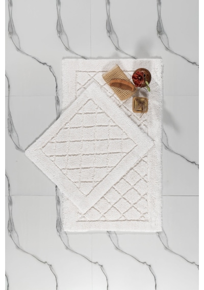 Elart Frio Banyo Halısı Paspas Takımı Pamuklu 2 Adet 60x100 Cm Krem Krem