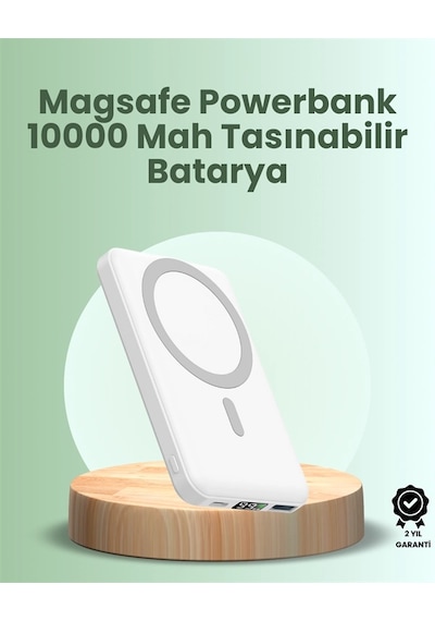 Ultra İnce Manyetik Powerbank Hızlı Şarj, Güçlü Tutuş, 10000 Mah Kapasite BEYAZ