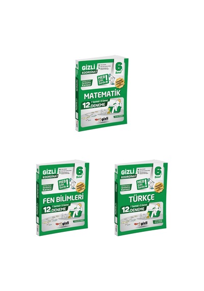 Gizli Yayınları Gizli 2027 6. Sınıf Matematik + Fen Bilimleri + Türkçe Deneme Seti 3 Kitap Maarif Model