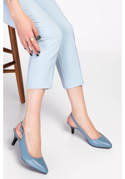Gondol Kadın Hakiki Deri Orta Boy Topuk Stiletto Vdt.230 Mavi